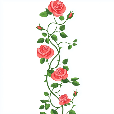 垂直攀爬玫瑰与绿藤