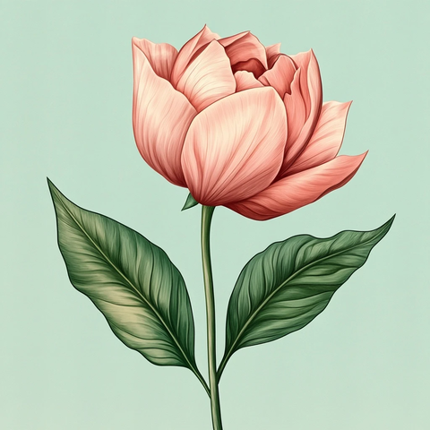 花卉插画叶子与茎部细节