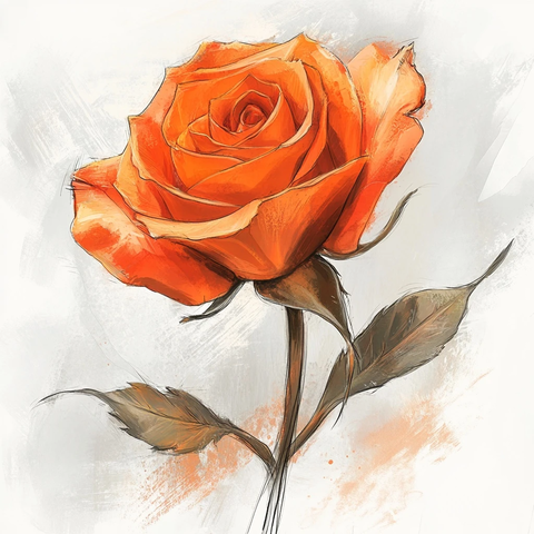 巨型橙色玫瑰曲线茎