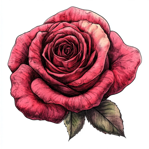 玫瑰花漫画风格前视图