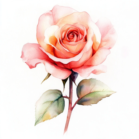水彩玫瑰白背景