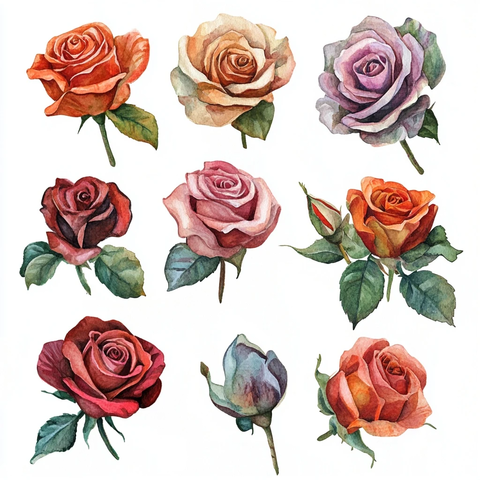 玫瑰花束多种颜色形状