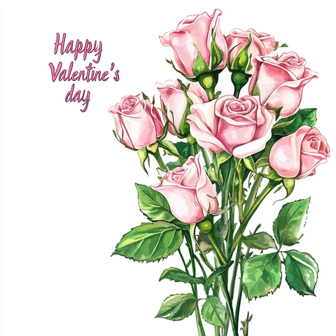 情人节玫瑰与祝福文字