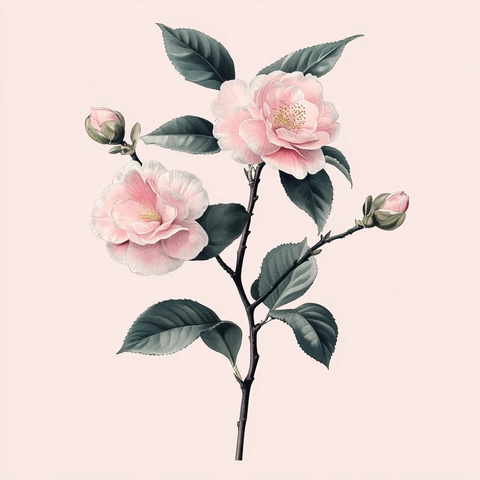 粉色山茶花多重盛开