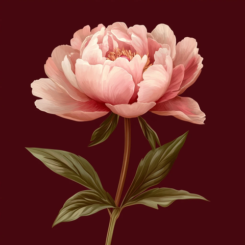 粉红牡丹花苞与酒红背景