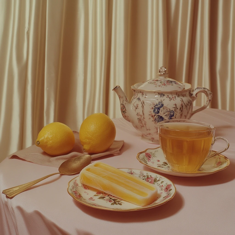 黄棒冰花碟旁柠檬茶具组合