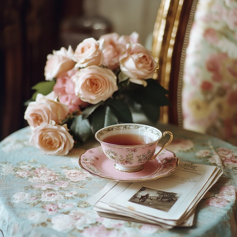 劳斯莱斯杂志茶杯玫瑰桌