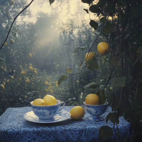 柠檬糖果与蓝色瓷器花园