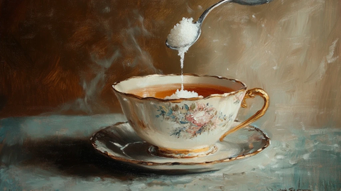 茶杯中搅拌的糖