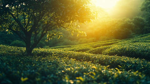 茶园茶树微风轻拂