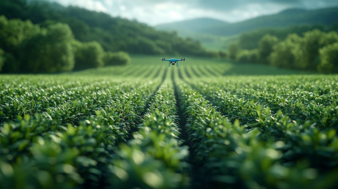 无人机飞越农田渲染