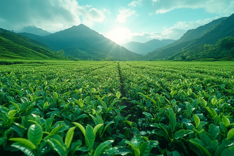 茶园山景午后日出