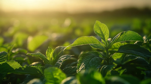 阳光下的绿叶与柔和光影