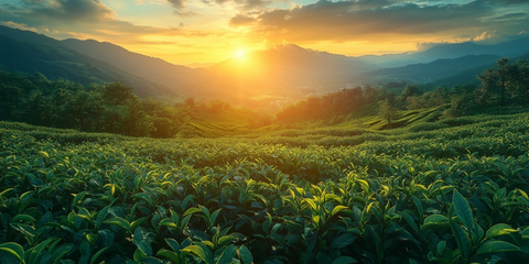 茶园日出绿意盎然