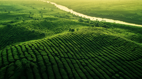 茶园田野河流自然景观