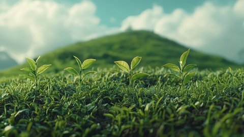 山坡茶树五阶段茶叶生长