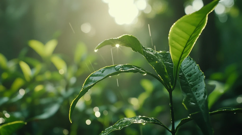 茶叶水滴森林背景