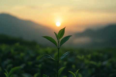 茶园斜坡上的茶叶