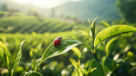 瓢虫停歇茶树叶