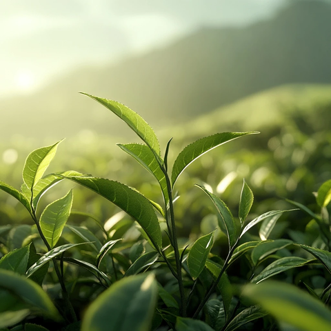 茶园前景茶叶特写