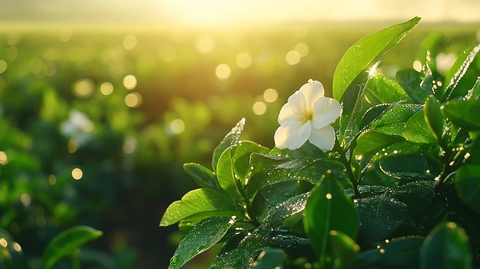 栀子花与茉莉花露珠