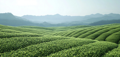 茶园绿意绵延至远山