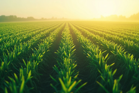 绿油油水稻田清晨阳光