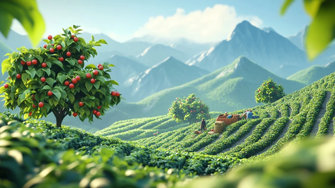 山地梯田咖啡农场采摘