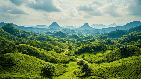 茶树行行绿意盎然