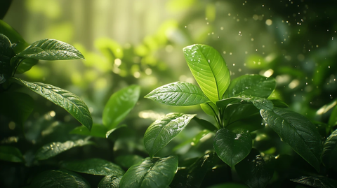 森林树叶树皮苔藓细节