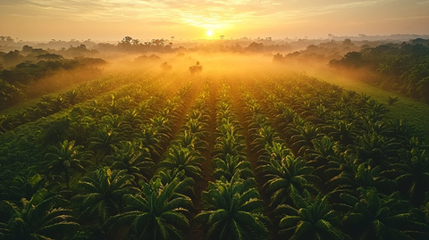可可种植园晨光中的绿叶