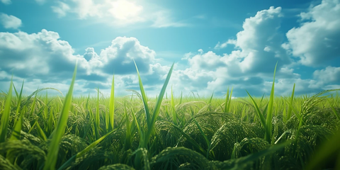 稻田手触叶子特写