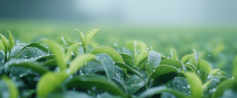 春雨后的茶园露珠与茶香