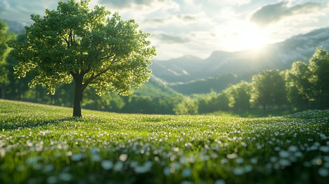 草地针叶树自然光效果