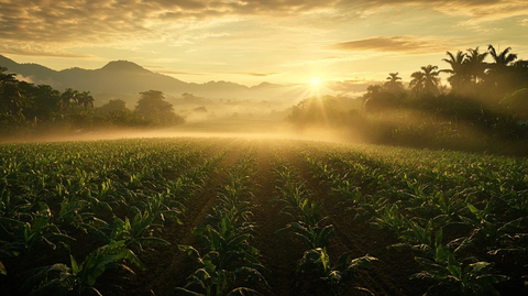 烟田夕照耶稣光映平原