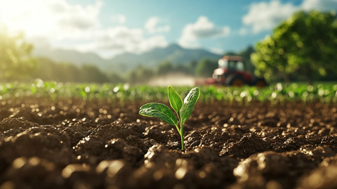 清晨农田播种灌溉场景