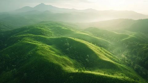 绿茶叶梯田风光