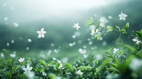 绿茶飘浮茉莉花氛围