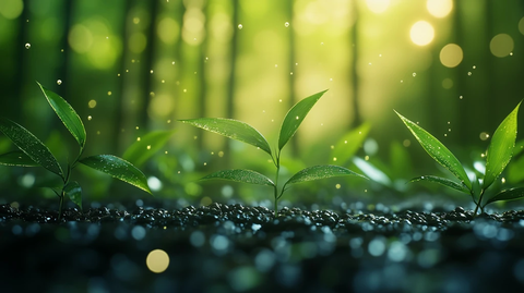 竹笋生长阳光穿透竹叶