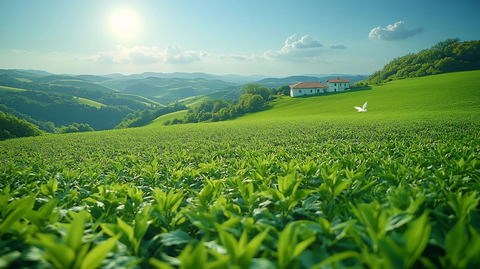 绿草起伏的乡村风景