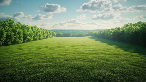 绿色田野与远处树林