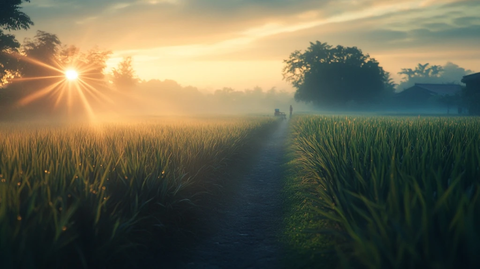 农民前往田地骑车与步行