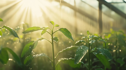 温室蔬菜阳光水雾