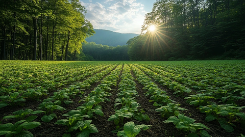 人参田野前景特写