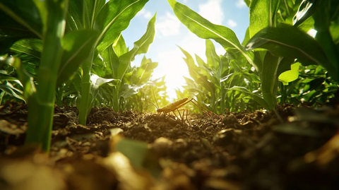 蝗虫幼虫从土壤中出现