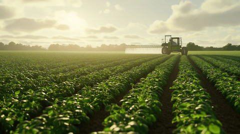 大豆田喷洒机械作业场景