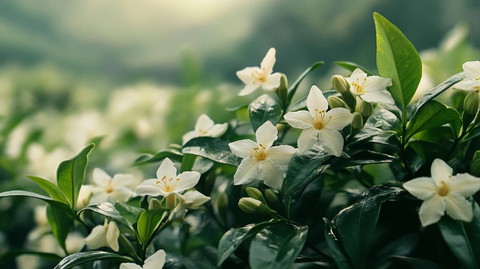 茉莉花丛茶山盛开