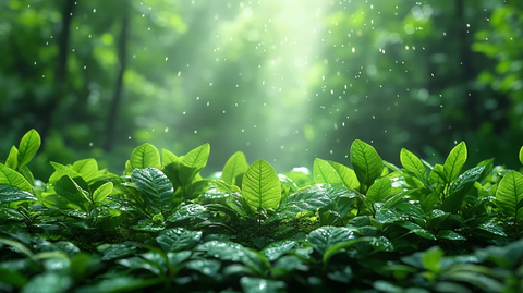 密集绿叶植物草地