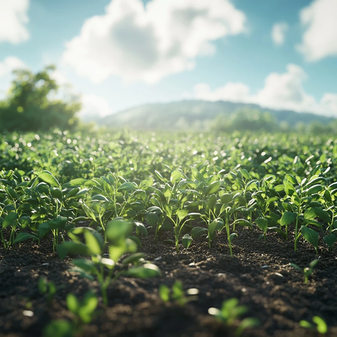 阳光下的大豆田野