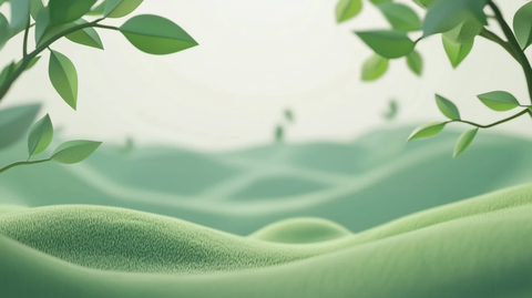 短草绿地与背景树叶